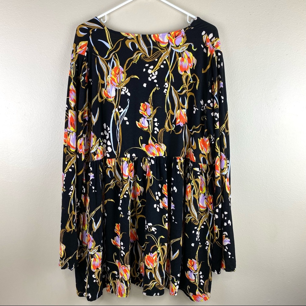 Free People Bella Floral Print Tunic Black Onyx L - Picture 10 of 10